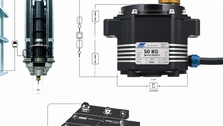 50 kg·cm servo motor mounted on an industrial robotic arm in a manufacturing setting