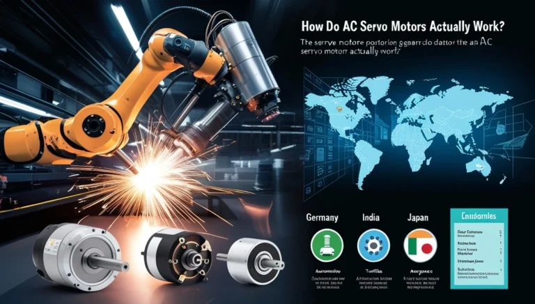 High-precision AC servo motor controlling a robotic arm in an automotive factory