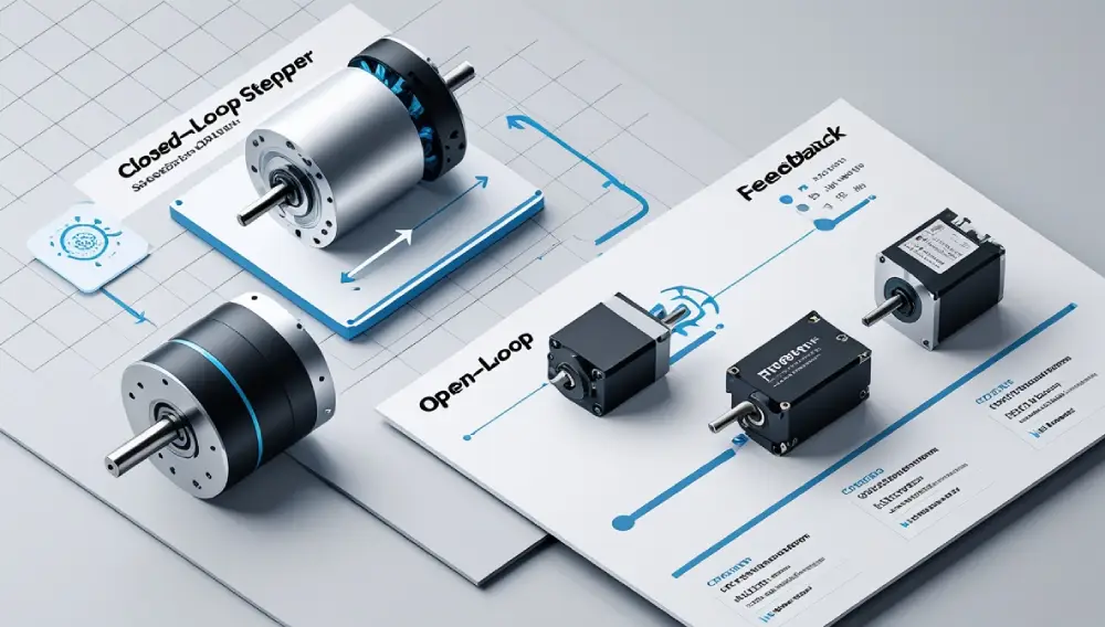 Comparison chart showing open-loop and closed-loop stepper motor differences