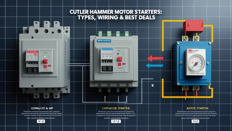 Featured image showing three Cutler Hammer motor starters on a control panel with title overlay
