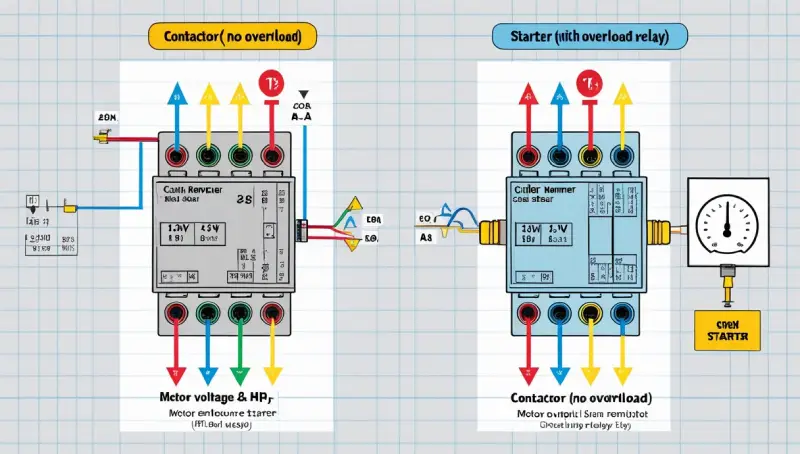 Gallery of four Cutler Hammer motor starter types on white cards