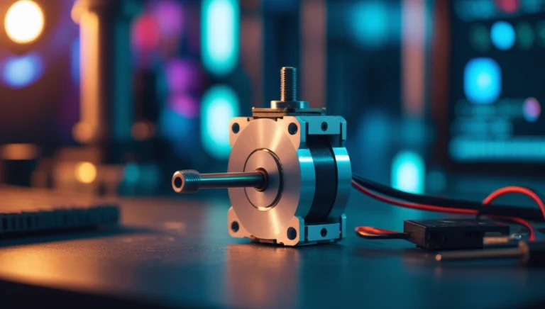 Small stepper motor in action, highlighting precision and robotics applications.