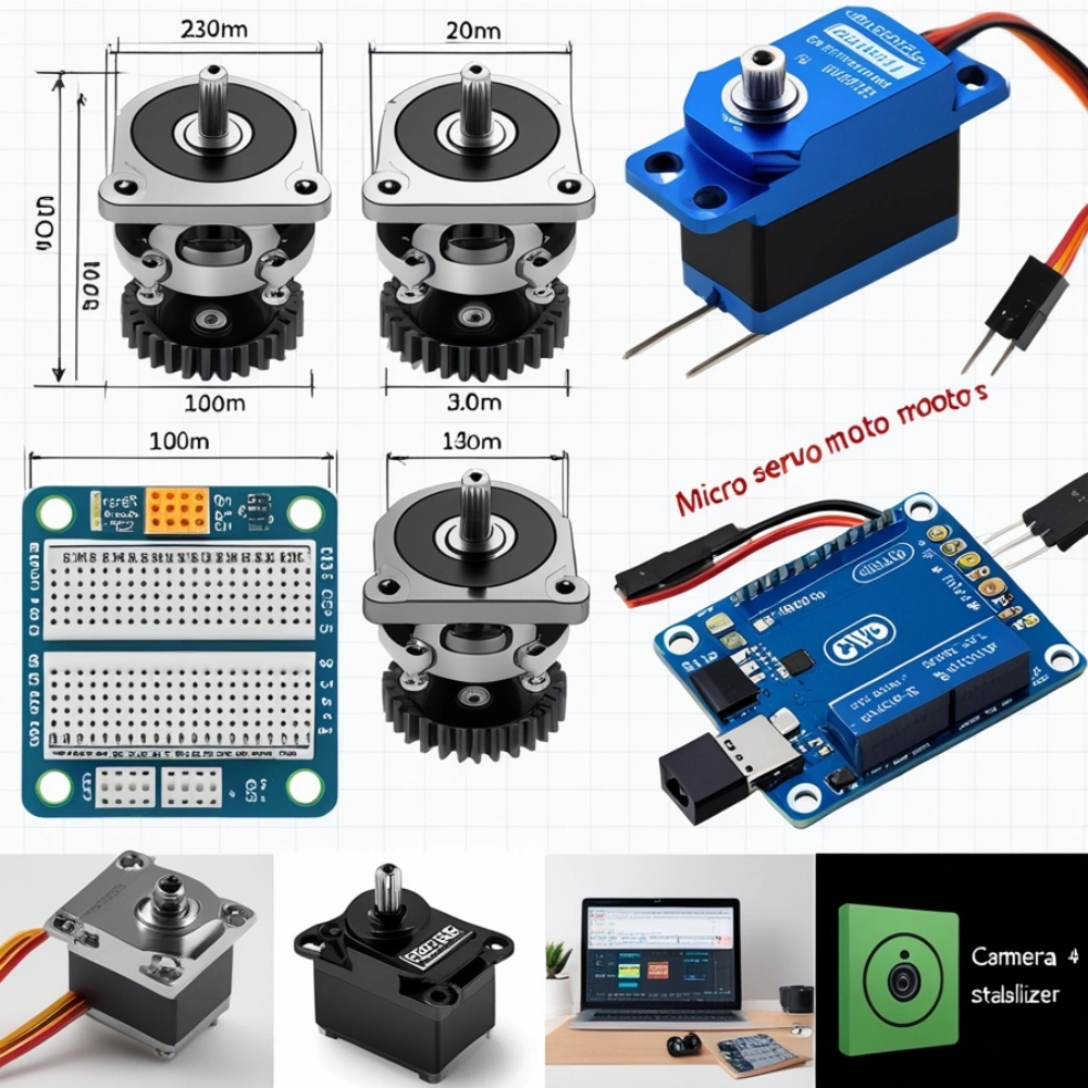 Internal parts of a micro servo motor in exploded view