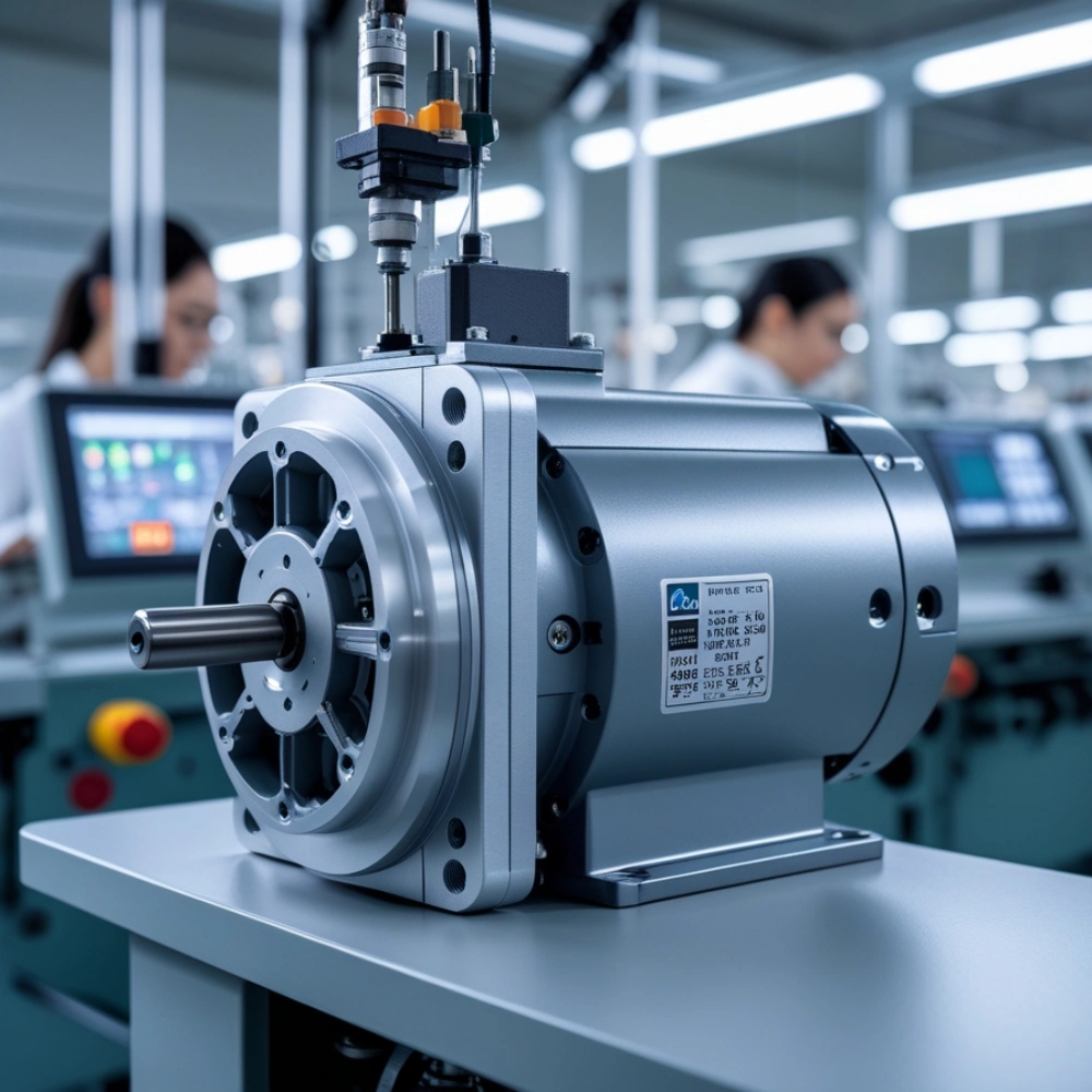 M92 Juki Servo Motor installed in a sewing machine at an apparel manufacturing facility