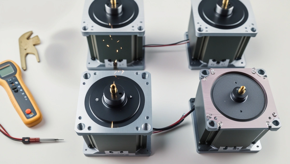 NEMA 23 stepper motor cutting metal with high torque and precision.