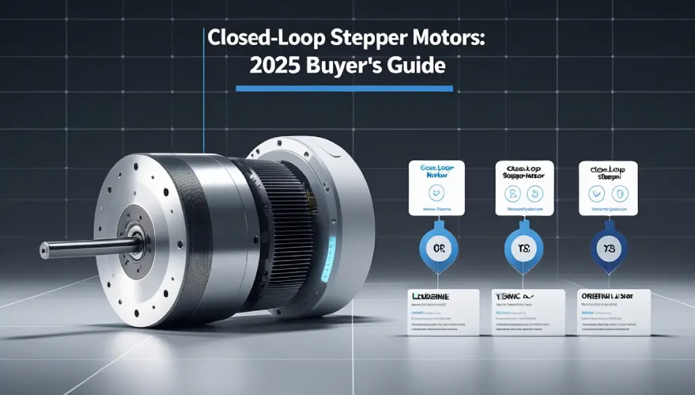 Diagram of a closed-loop stepper motor showing encoder feedback loop
