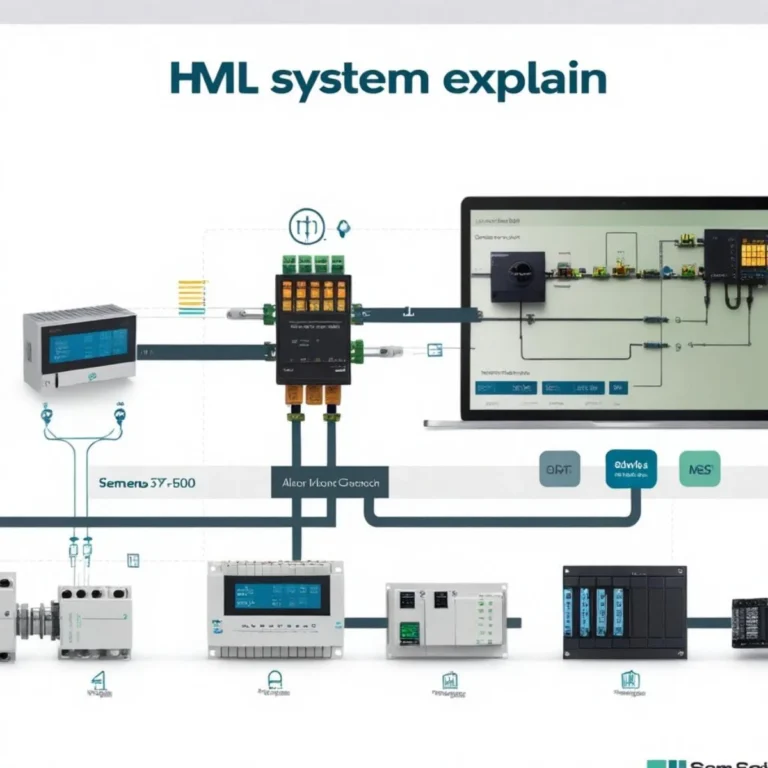 Featured image of a Programmable Logic Controller (PLC) installed in an industrial automation system with sensors and HMI.