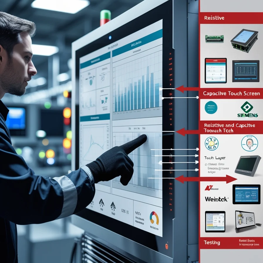 Infographic comparing resistive and capacitive touch screen technologies