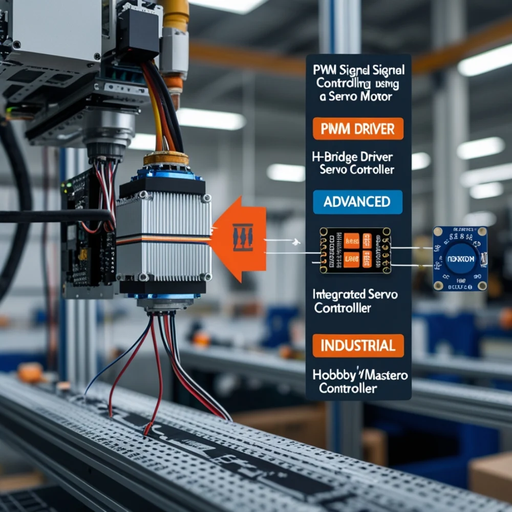 Servo motor operating in a robotic arm with power connections
