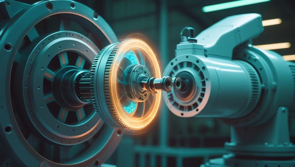 Image of a standard AC motor running continuously in an industrial setting with motion blur.