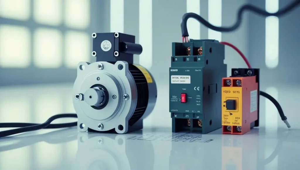 An illustration of a Direct-On-Line motor starter circuit, highlighting the key components and their connections.