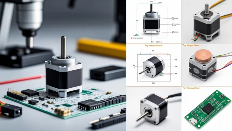 High-resolution close-up of tiny stepper motor on a circuit board