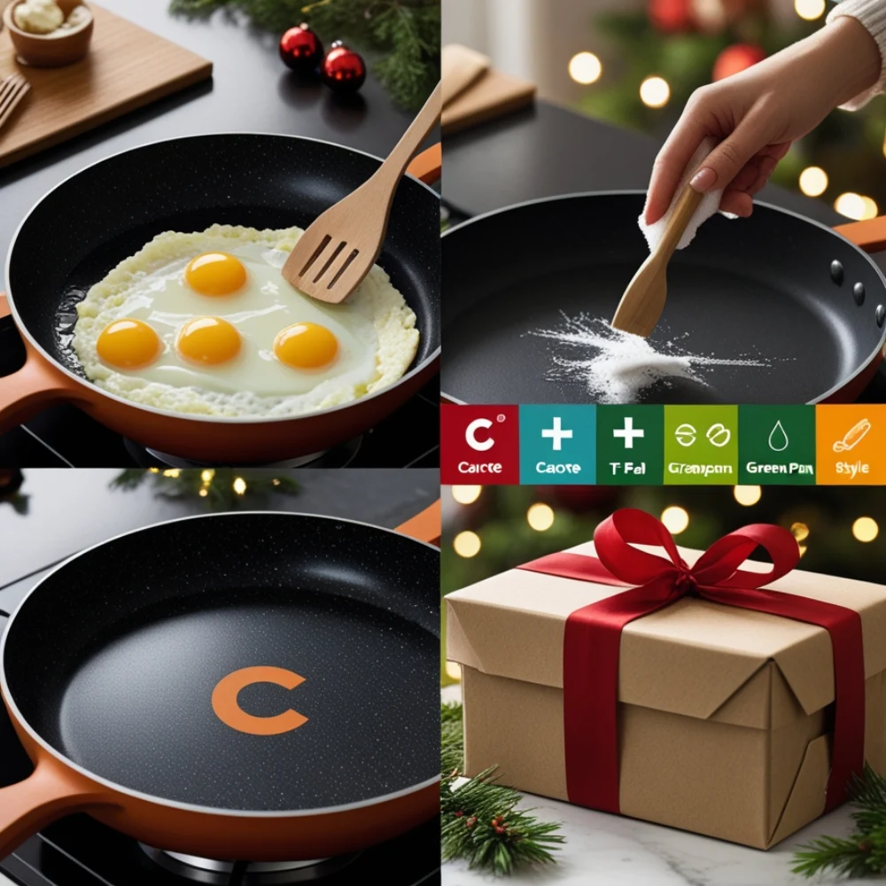 Comparison chart showing Carote, T-fal, and GreenPan cookware features