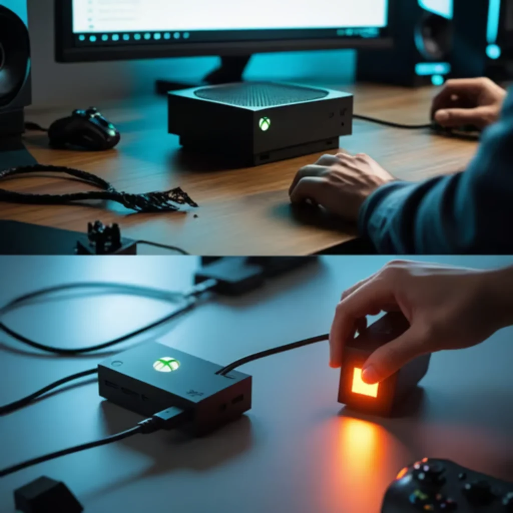 Holding Xbox Series X power button for hard reset