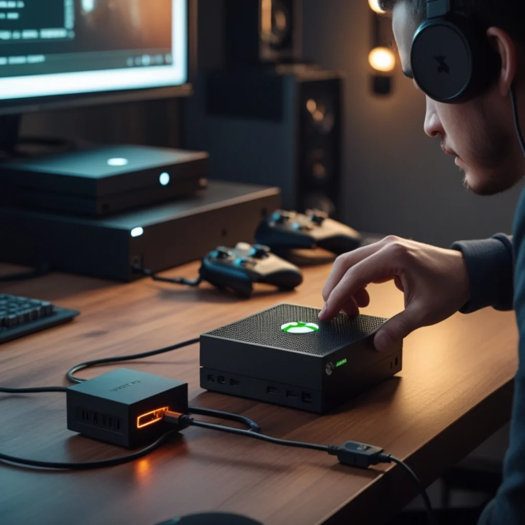 Gamer troubleshooting Xbox Series X power issues with step-by-step guide