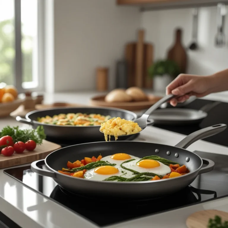 MasterClass Premium Cookware being used in a cozy modern kitchen, showcasing its stylish design and ease of use.