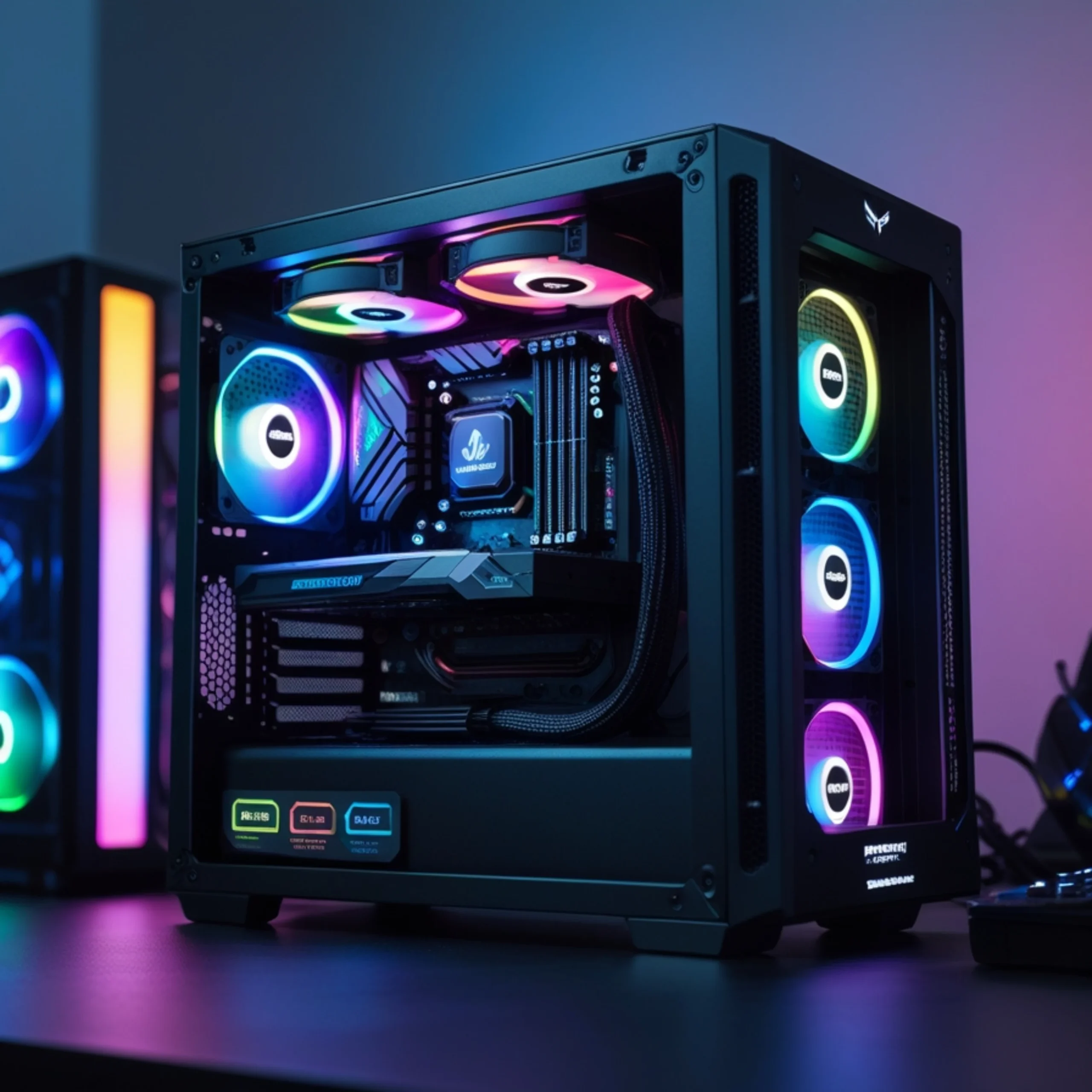 High-end gaming PC build with switching power supply installed