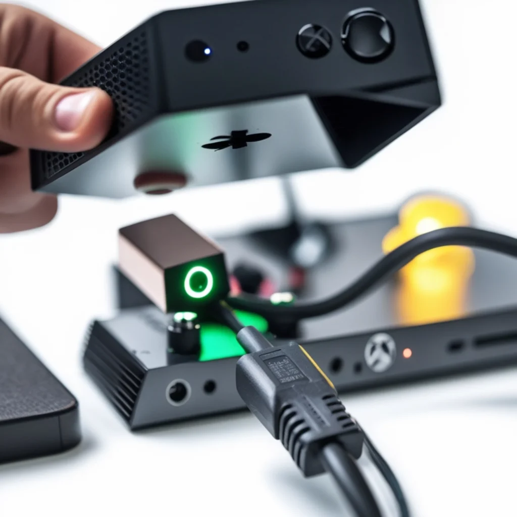 Xbox Series X power brick showing orange LED light